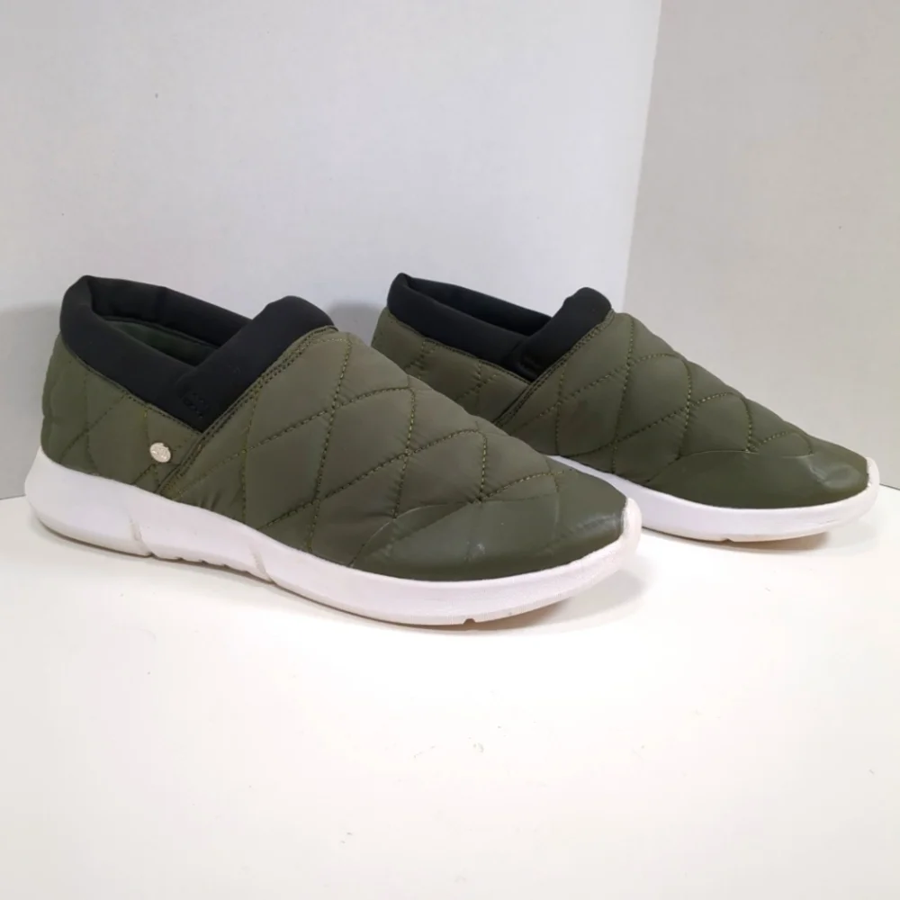 London Fog Kellie Women's Olive Green /Black Quilted Slip-On Shoes S-9M